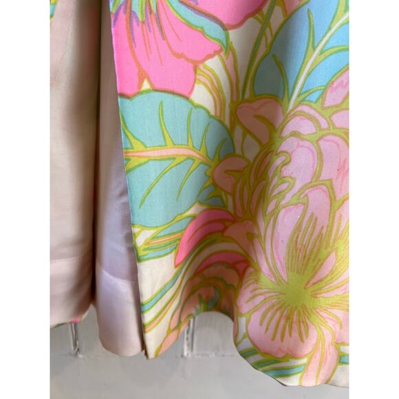 Vintage 60s silk Hawaiian mod print maxi dress - Picture 8 of 13